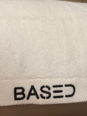 Basque White Bath Towel with Black Logo